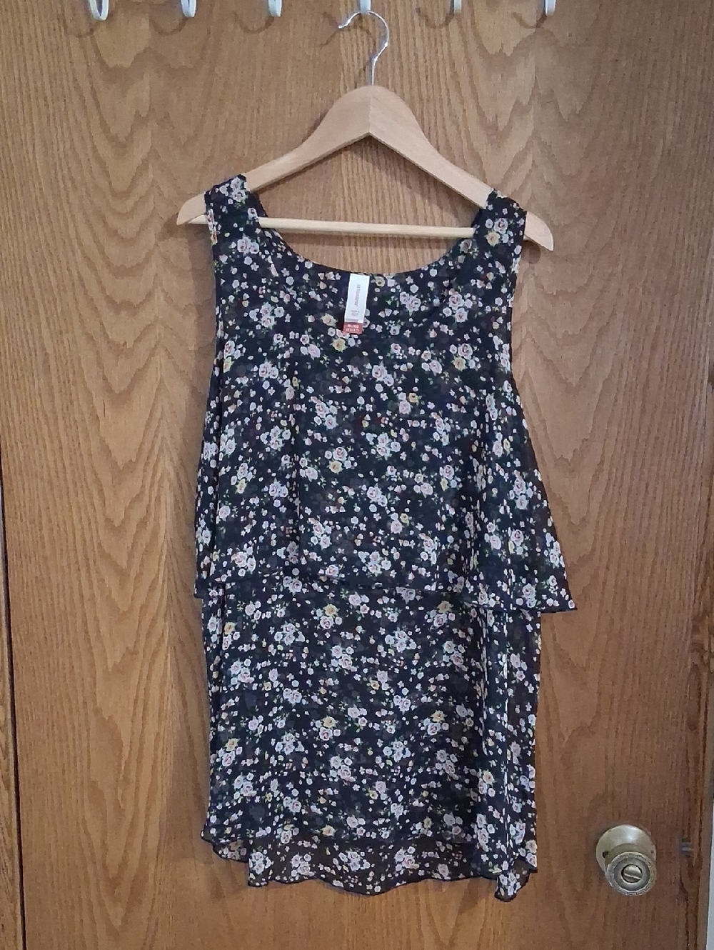 No Boundaries Black Floral Layered Tank Top